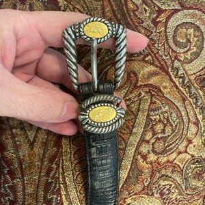 Large Brighton Museum Collection belt Gold Silver Black Leather